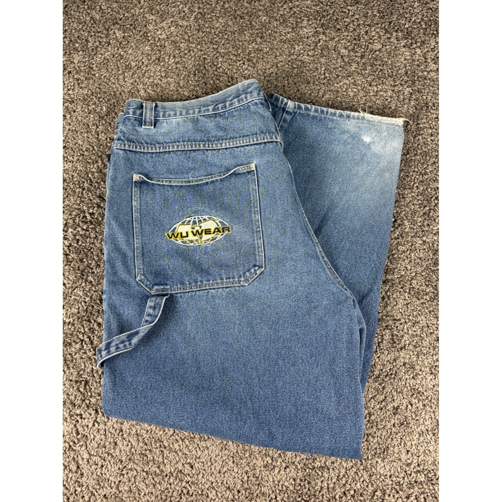 Wu Wear Vintage Carpenter Jeans Mens 44x34 Blue Denim Baggy Hip Hop Wu-Tang Clan